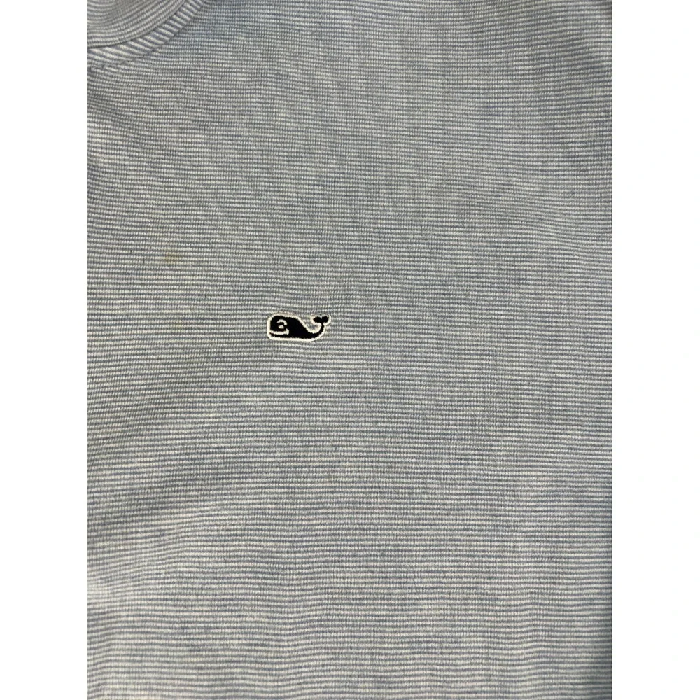 Vineyard Vines Mens XL Quarter Zip‎ Pullover Light Blue Striped Pique Sweater